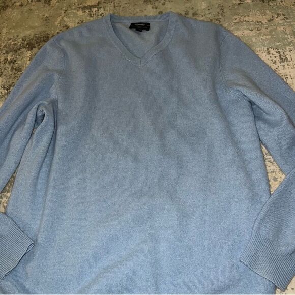 Club Room Blue V-Neck Sweater cashmere Classic - Picture 1 of 5
